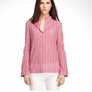 Tory Burch Wild Orchid Pink White Corossol Sequin Stephanie L/S Tunic Top Size 6